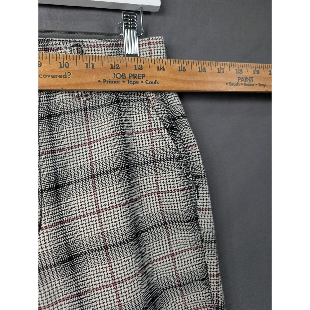 American Eagle Plaid Slim Trousers Gray Red Check Stretch Pants 4 Regular - Picture 7 of 9